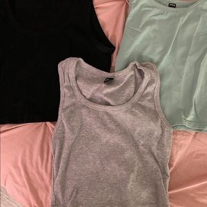 SHEIN tanks size small (black and grey ones are ribbed)